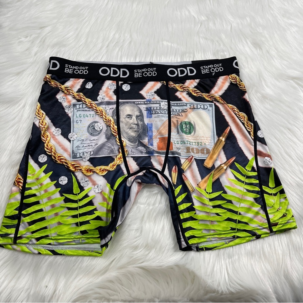 ODD Standout Be Odd $100 bill/gold necklace boxer briefs NWT Men’s size XL